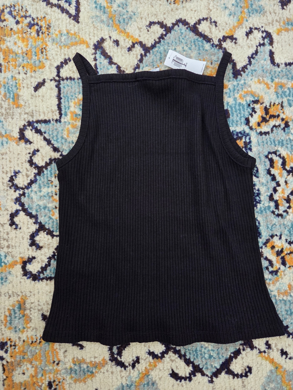 Old Navy Black Ribbed Square-Neck Tank - Women's